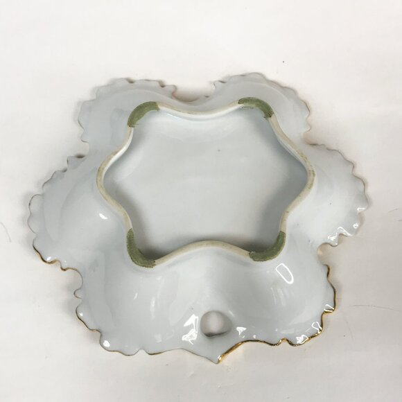 Unmarked Vintage Pink Floral Scalloped Porcelain Dish - Picture 8 of 9